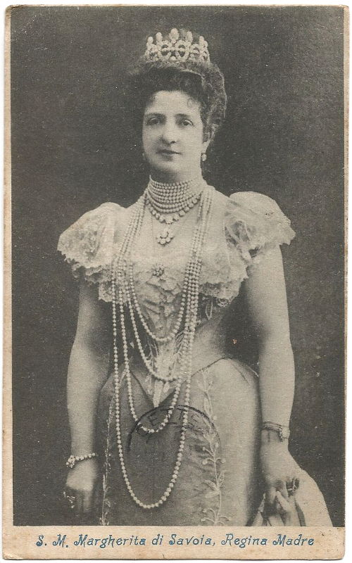 La Regina Margherita di Savoia in una cartolina spedita nel 1905 - Collezione Gian Mario Navillod.