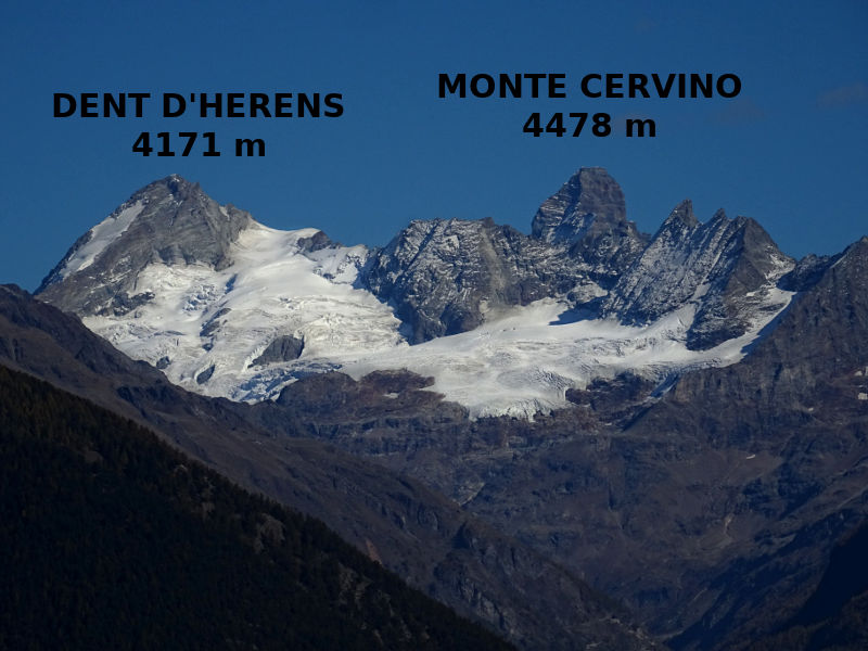 Dent d'Hérens e Cervino visti dal Ru de Vaud - Foto di Gian Mario Navillod.