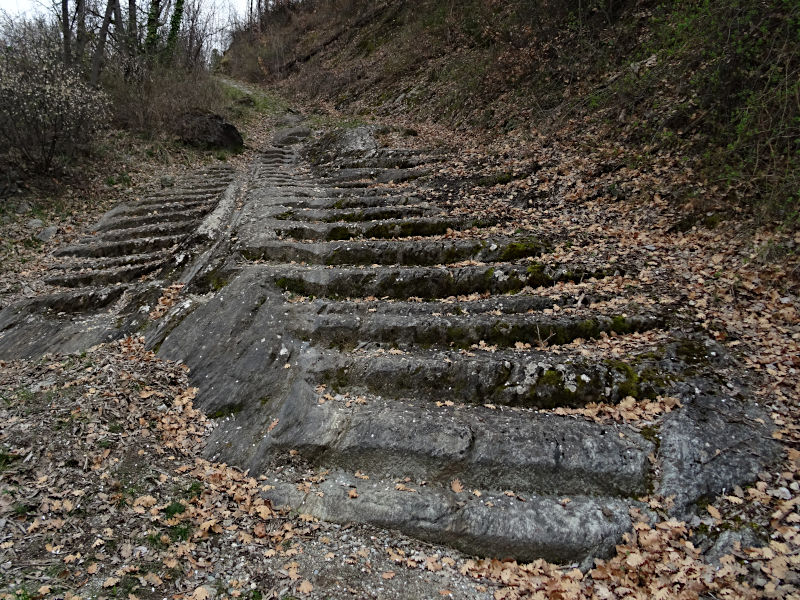 I gradini della mulattiera lungo il Ru Neuf a Jovençan - Foto di Gian Mario Navillod.