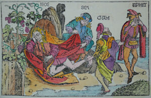 Poi Noè, che era agricoltore, cominciò a piantare una vigna e bevve del vino e si ubriacò (Cronache di Norimberga 1493) - Foto di Gian Mario Navillod.