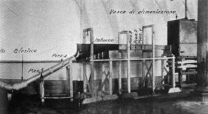 Modello in scala 1:17.2 del Sifone di Hérin realizzato nel Laboratorio della Regia Scuola d'Idraulica di Pisa - Foto pubblicata su Sincronizzando rivista mensile di elettricità e varietà.