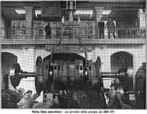 Lungo la Via Francigena - La girante della pompa da 4000 HP della Centrale di Viverone - Foto pubblicata su Sincronizzando rivista mensile di elettricità e varietà.